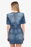 Balmain Blue Denim V-Neck Mini Dress Size 40
