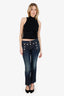 Gucci Navy Denim Button Detail Flared Jeans Size 42