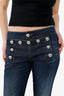 Gucci Navy Denim Button Detail Flared Jeans Size 42