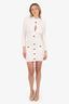 Balmain White Button-embellished Knitted Dress Estimated Size 40