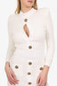Balmain White Button-embellished Knitted Dress Estimated Size 40