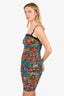 Versace Jeans Couture Multicolour Floral Print Ruched Midi Dress Size 2