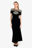 Alexander McQueen Black Velvet Beaded Crystal Eagle Embellished Gown Size 46