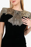 Alexander McQueen Black Velvet Beaded Crystal Eagle Embellished Gown Size 46