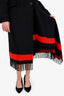 Alexander McQueen Black/Red Cashmere/Wool Fringed Hem Blanket Coat Size 44