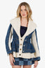 Alexander McQueen Blue/White Hybrid Knit Denim Jacket Size 40