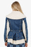 Alexander McQueen Blue/White Hybrid Knit Denim Jacket Size 40