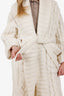 Dolce & Gabbana White Wool/Cashmere Oversized Belted Cable Knit Coat Size 38