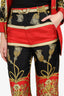 Gucci Black/Red Silk Printed Two-Piece Suits Size 36/38