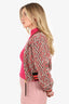 Louis Vuitton Pink Damier Tweed Cropped Bomber Jacket Size XS