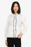 Moncler White Nylon Ruffled Zip-up Jacket Size 1