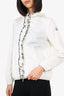 Moncler White Nylon Ruffled Zip-up Jacket Size 1