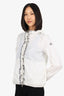 Moncler White Nylon Ruffled Zip-up Jacket Size 1