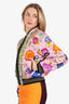 Versace Pink Silk Printed Bomber Jacket Size 44