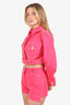 Balmain x Barbie Pink Cropped Denim Jacket + Mini Shorts Set Size 38
