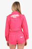 Balmain x Barbie Pink Cropped Denim Jacket + Mini Shorts Set Size 38