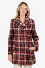 Pre-Loved Chanel™ Red Plaid Tweed CC Coat Size 36
