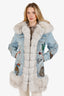 Philipp Plein Blue Denim Crystal Embellished Fox Fur Jacket Size M