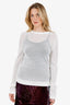 Dolce & Gabbana White Mesh Knit Long Sleeve Top Size 46
