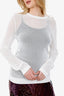 Dolce & Gabbana White Mesh Knit Long Sleeve Top Size 46