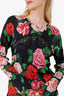 Dolce & Gabbana Black/Multicolor Floral Print Lace Knit Top Size 48