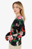 Dolce & Gabbana Black/Multicolor Floral Print Lace Knit Top Size 48