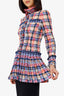 Pre-Loved Chanel™ 20S Blue/Pink Tweed Ruffled Jacket Size 38