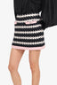 Pre-Loved Chanel™ 22B Black/White/Pink Cashmere Striped Knit Mini Skirt Size 34