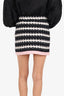 Pre-Loved Chanel™ 22B Black/White/Pink Cashmere Striped Knit Mini Skirt Size 34