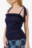 Pre-Loved Chanel™ 20P Navy Ribbed Knit Ruffled Tank Top Size 34
