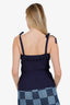Pre-Loved Chanel™ 20P Navy Ribbed Knit Ruffled Tank Top Size 34