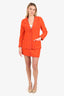 Pre-Loved Chanel™1995 Orange Wool CC Button Jacket With Mini Skirt Set Size 42