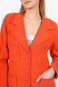 Pre-Loved Chanel™1995 Orange Wool CC Button Jacket With Mini Skirt Set Size 42
