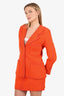 Pre-Loved Chanel™1995 Orange Wool CC Button Jacket With Mini Skirt Set Size 42