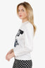 Pre-Loved Chanel™ 20P White Crystal/Sequin Embellished Long Sleeve T-Shirt Size XS
