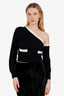Pre-Loved Chanel™ 23S Black Cashmere One Shoulder Sweater Size 36