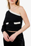 Pre-Loved Chanel™ 23S Black Cashmere One Shoulder Sweater Size 36
