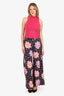 Pre-Loved Chanel™ 24S Black/Multicolour Camellia CC Print Wide Leg Pants Size 34