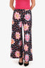 Pre-Loved Chanel™ 24S Black/Multicolour Camellia CC Print Wide Leg Pants Size 34