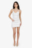 Pre-Loved Chanel™ 21P White Crystal CC Embellishments Crochet Sleeveless Mini Dress Size 38