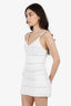 Pre-Loved Chanel™ 21P White Crystal CC Embellishments Crochet Sleeveless Mini Dress Size 38