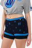 Pre-Loved Chanel™ 22S Black/Blue Ribbed Knit CC Mini Shorts Size M