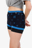 Pre-Loved Chanel™ 22S Black/Blue Ribbed Knit CC Mini Shorts Size M