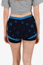 Pre-Loved Chanel™ 22S Black/Blue Ribbed Knit CC Mini Shorts Size M