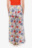 Pre-Loved Chanel™ 24S Multicolour Lace CC Floral Print Wide Leg Pants Size 34