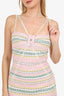 Pre-Loved Chanel™ 24S Pink Tweed Striped Bow Mini Dress Size 38