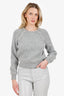 Pre-Loved Chanel™ 21B Grey Alpaca CC Buckle Knit Sweater Size 40