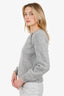 Pre-Loved Chanel™ 21B Grey Alpaca CC Buckle Knit Sweater Size 40