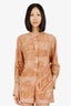 Louis Vuitton Brown Silk Vintage Print Button Down Shirt Size 36