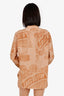 Louis Vuitton Brown Silk Vintage Print Button Down Shirt Size 36